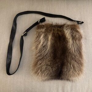 Genuine Fox Fur Crossbody Bag Real Leather Strap